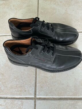 ECCO Mens Black Leather Dress Shoes Casual Oxford US 11 -11.5 Shock Point EU 45